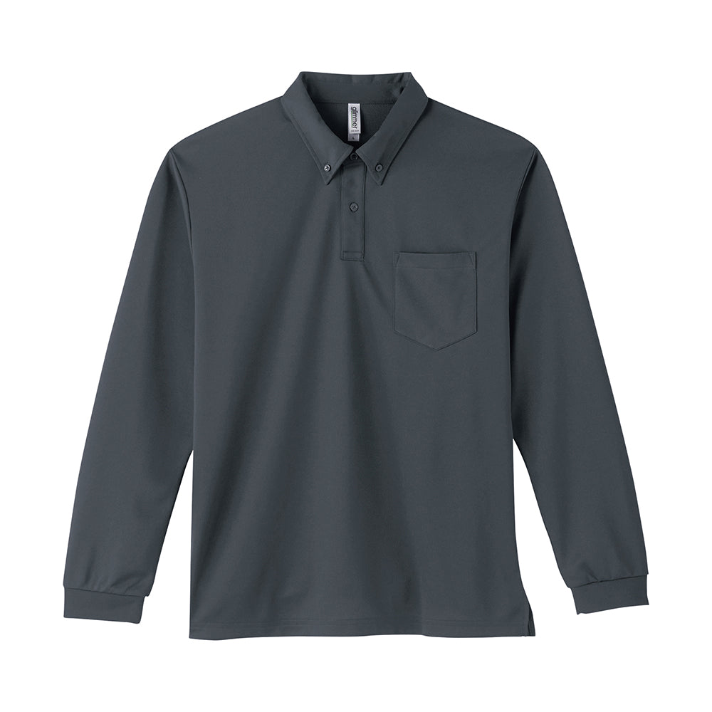 グリマー 4.4オンス ドライボタンダウン長袖ポロシャツ