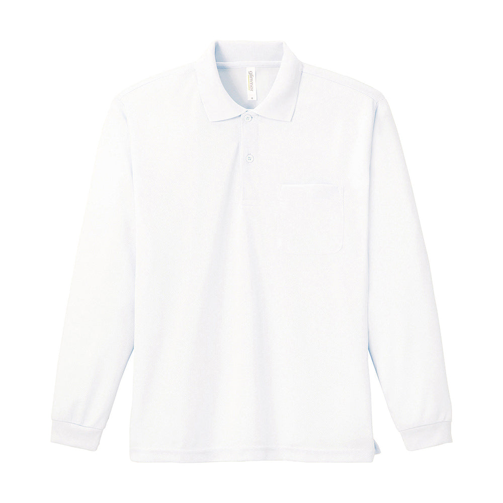 グリマー 4.4オンス ドライ長袖ポロシャツ(ポケット付)