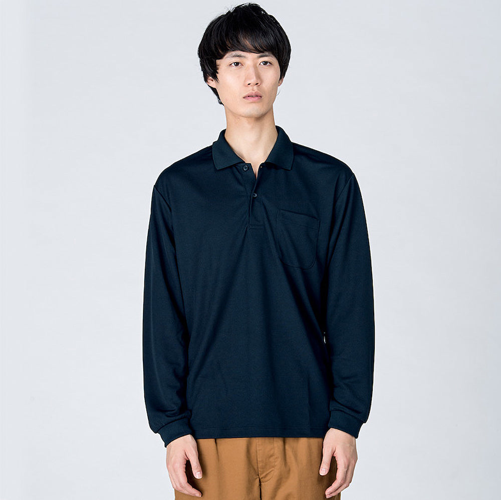グリマー 4.4オンス ドライ長袖ポロシャツ(ポケット付)