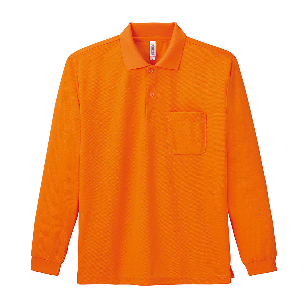 グリマー 4.4オンス ドライ長袖ポロシャツ(ポケット付)