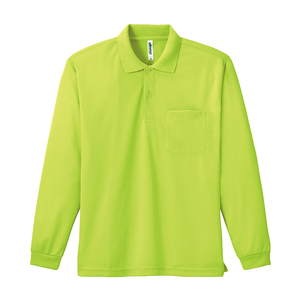 グリマー 4.4オンス ドライ長袖ポロシャツ(ポケット付)