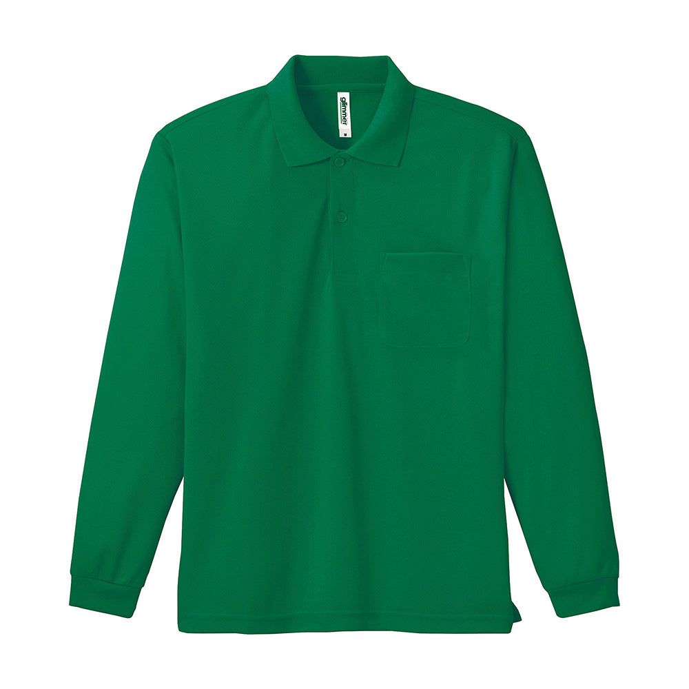 グリマー 4.4オンス ドライ長袖ポロシャツ(ポケット付)