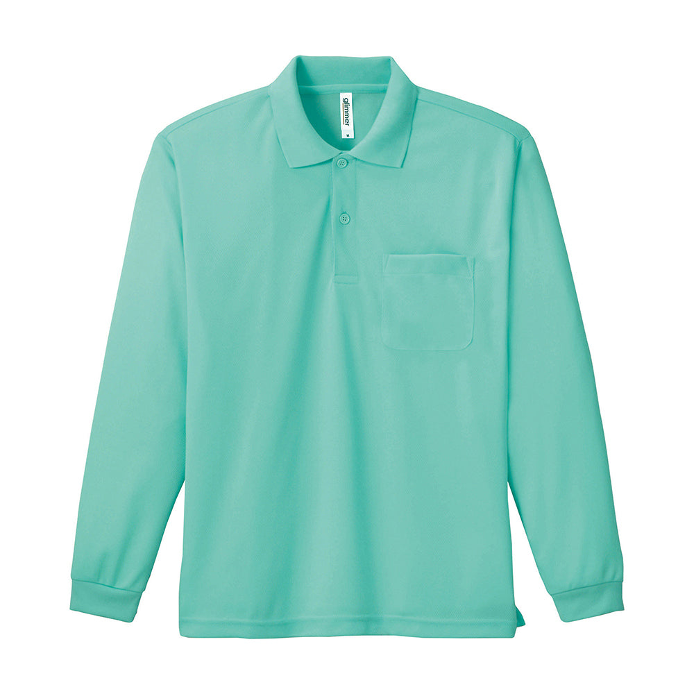 グリマー 4.4オンス ドライ長袖ポロシャツ(ポケット付)