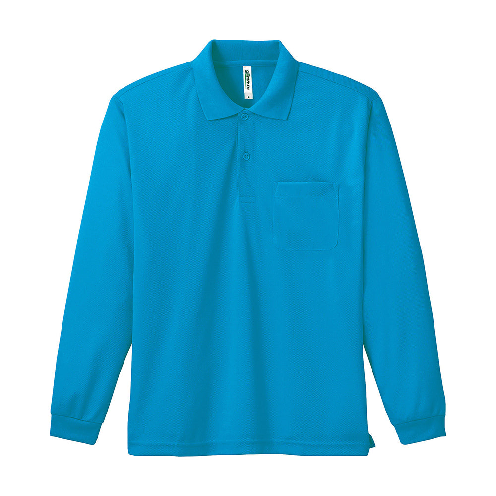 グリマー 4.4オンス ドライ長袖ポロシャツ(ポケット付)