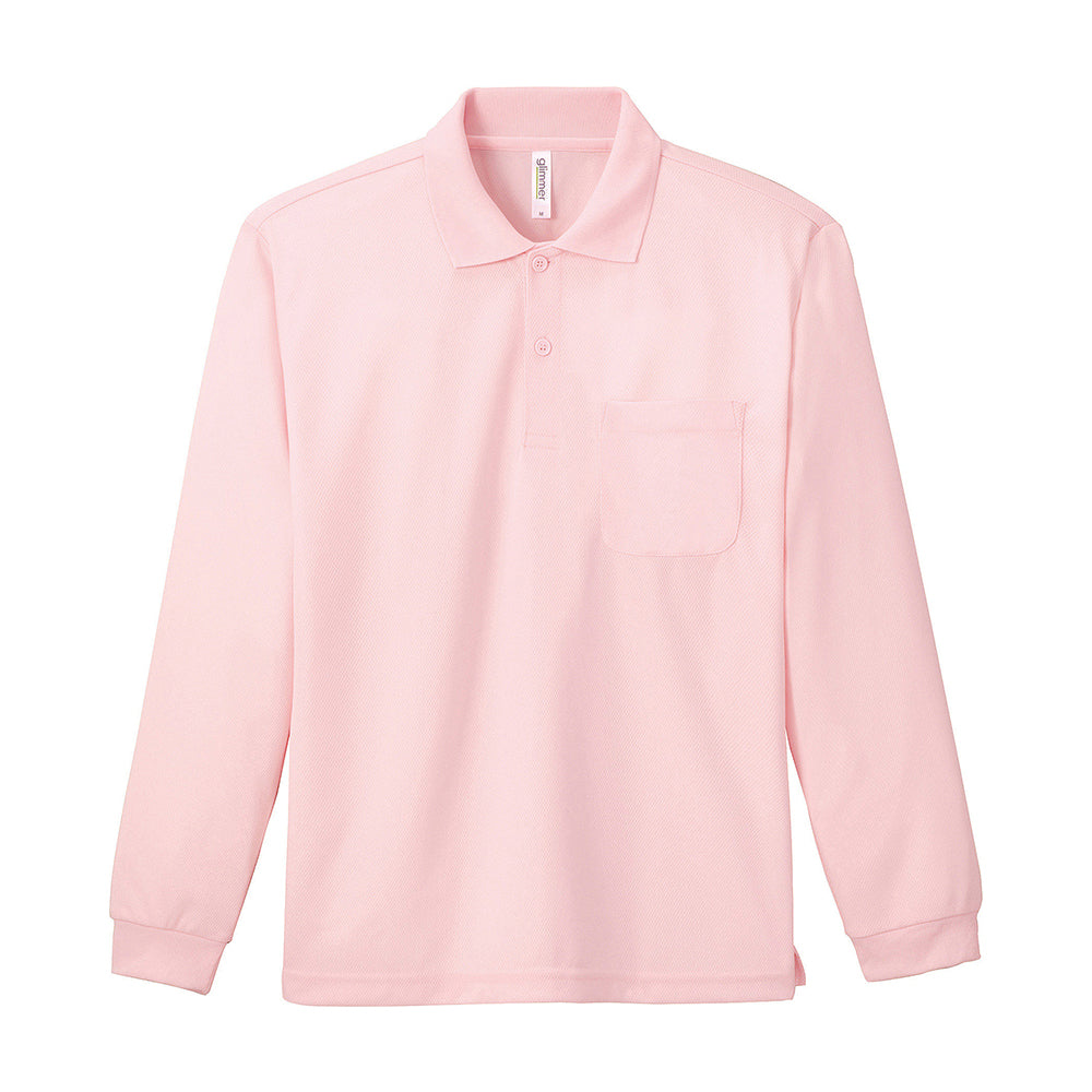 グリマー 4.4オンス ドライ長袖ポロシャツ(ポケット付)