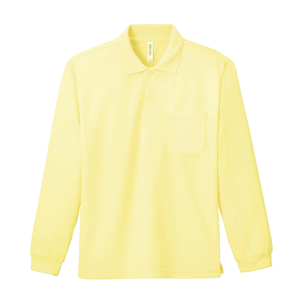 グリマー 4.4オンス ドライ長袖ポロシャツ(ポケット付)